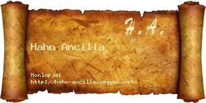Hahn Ancilla névjegykártya